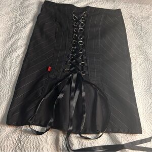 Vintage Tripp Pinstripe Corset Lace Up Pencil Skirt